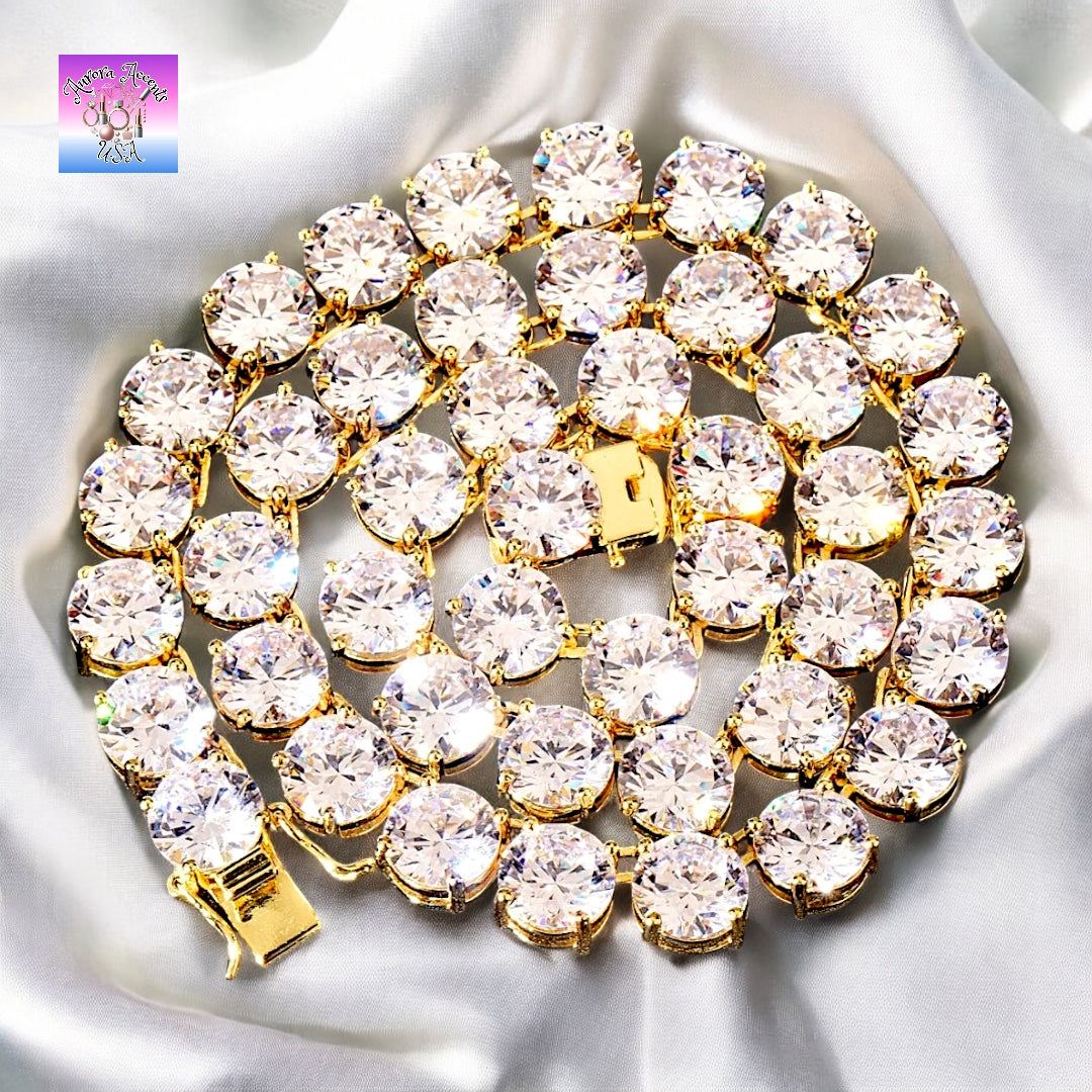 Quality Tennis Chain, Gold, Silver, Rose Gold- 16-30 Inches- 3mm-10mm