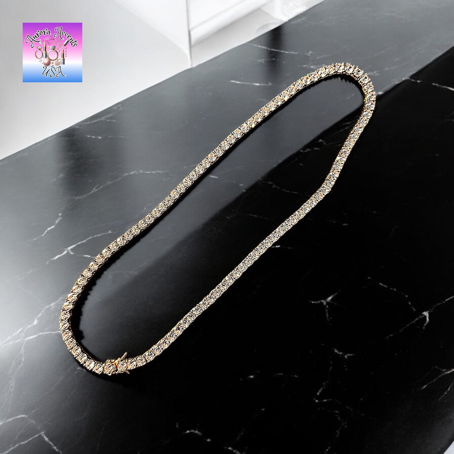 Quality Tennis Chain, Gold, Silver, Rose Gold- 16-30 Inches- 3mm-10mm