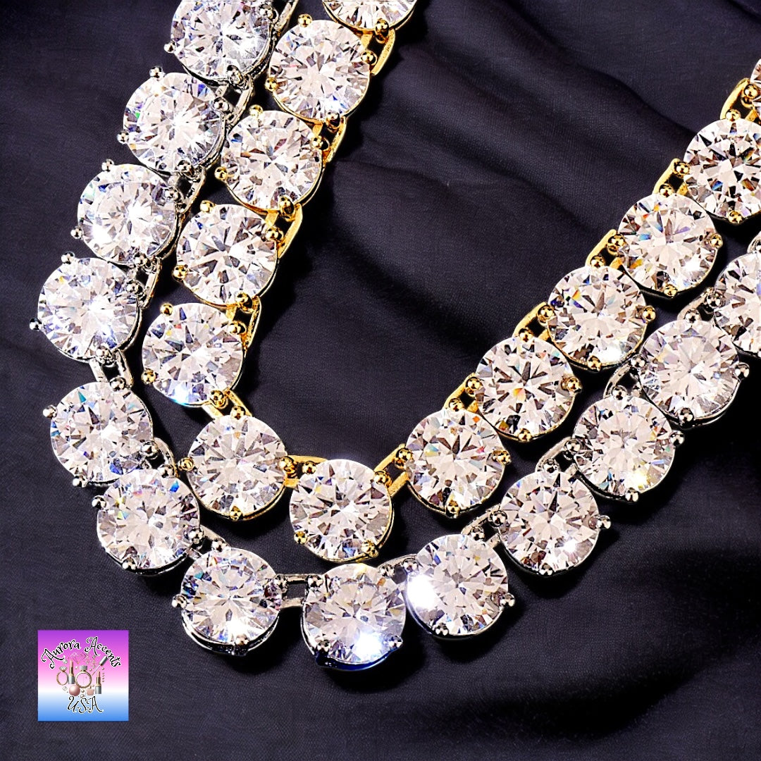 Quality Tennis Chain, Gold, Silver, Rose Gold- 16-30 Inches- 3mm-10mm