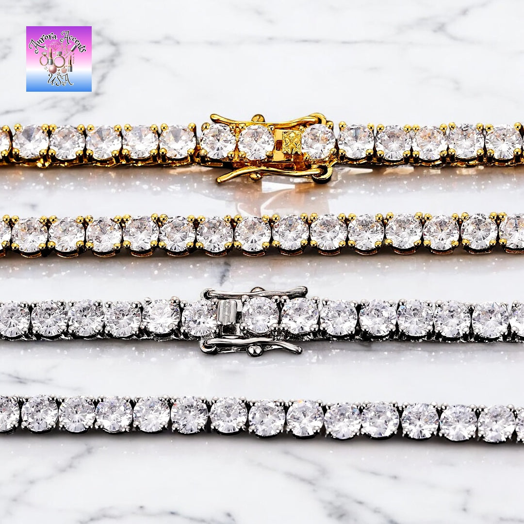 VVS1 Moissanite Tennis Chain – GRA Certified, 925 Sterling Silver/ Plated 18K Gold, 16"-24" Ships from USA