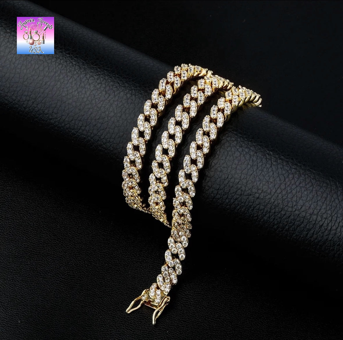 8mm Full Iced Out Cuban Link Chain Necklace – Cubic Zirconia, Multiple Colors & Sizes, Unisex Hip Hop Jewelry
