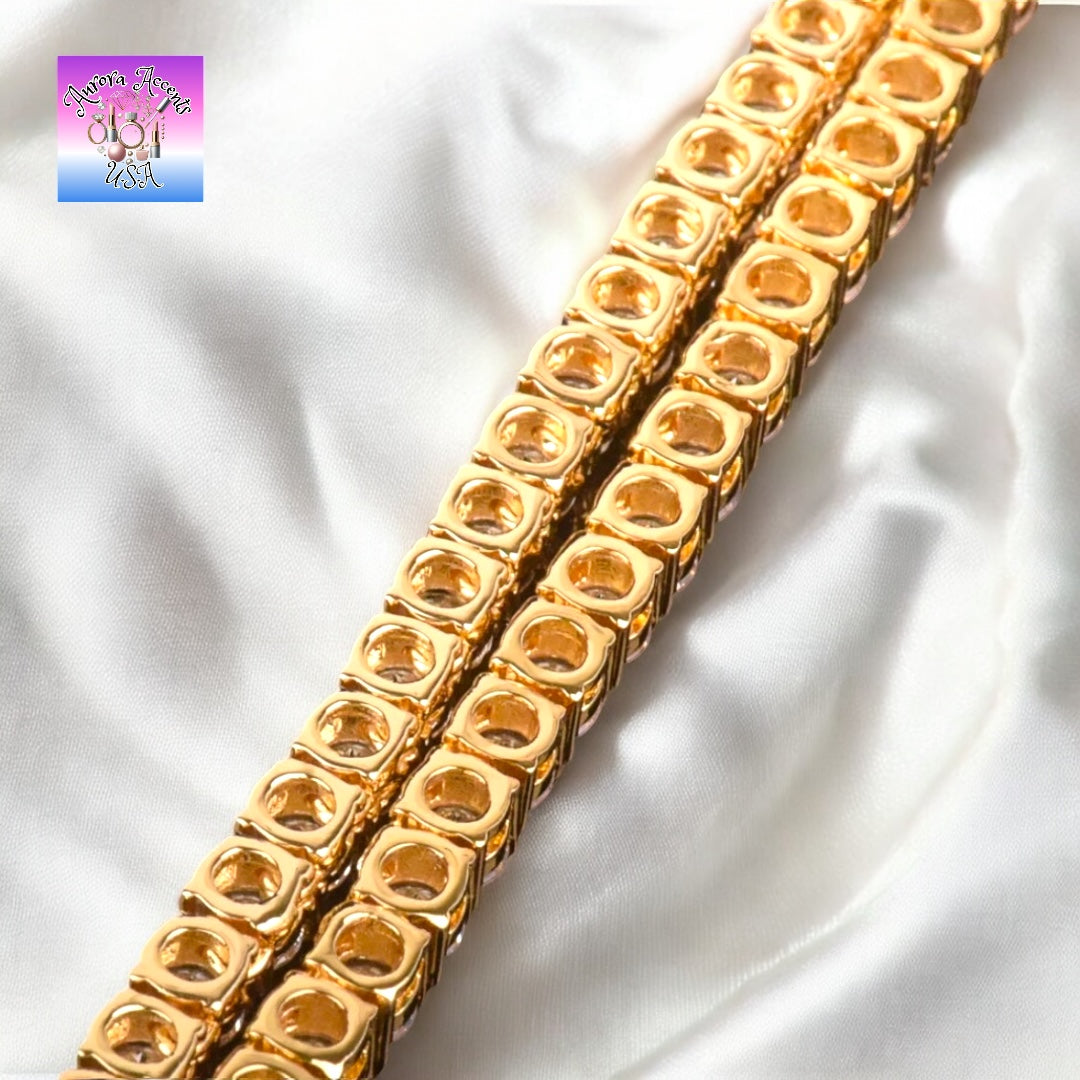 Quality Tennis Chain, Gold, Silver, Rose Gold- 16-30 Inches- 3mm-10mm