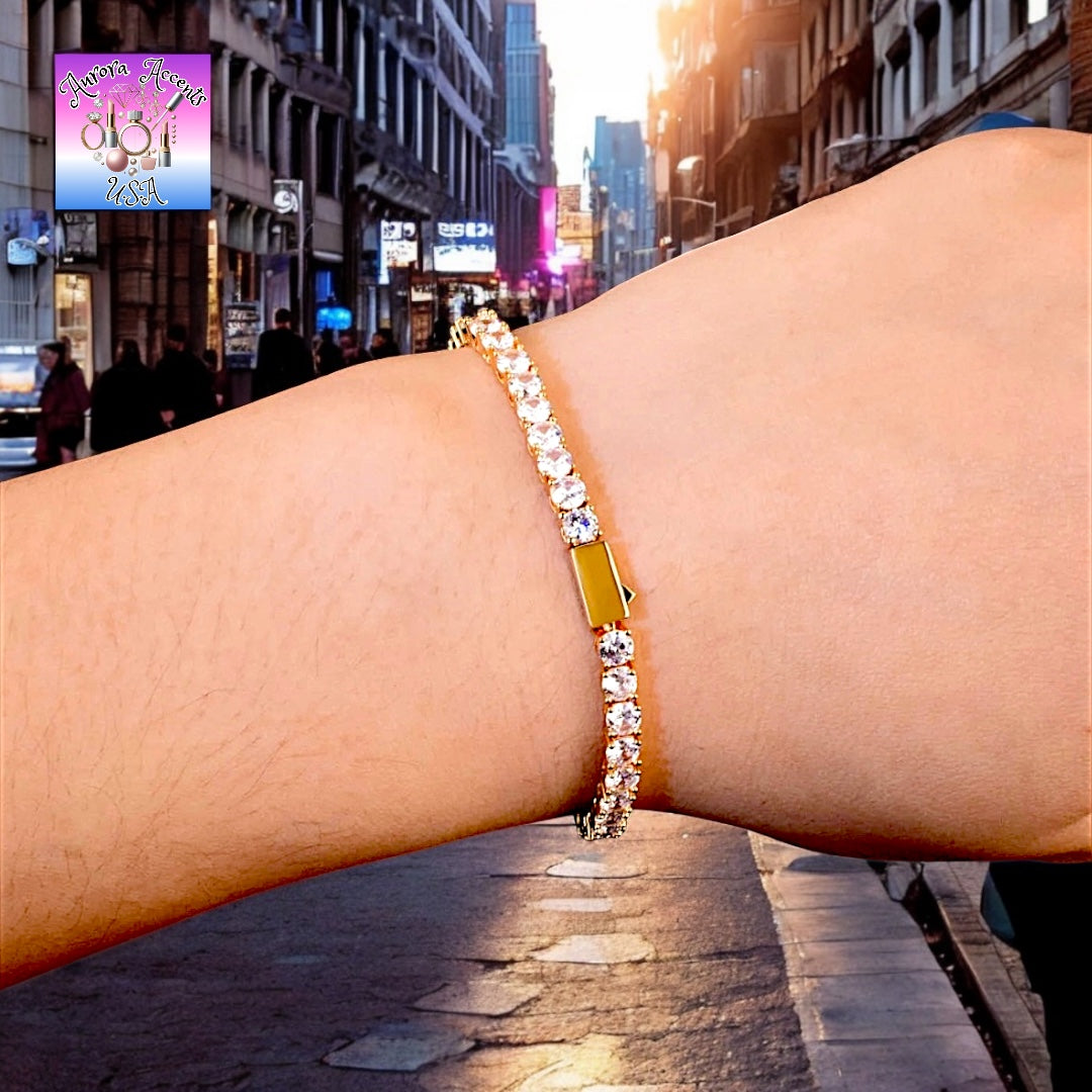 Gold, Silver & Rose Gold Tennis Bracelet – 7-9 Inches | 3mm-6mm Width – Classic & Brilliant Shine