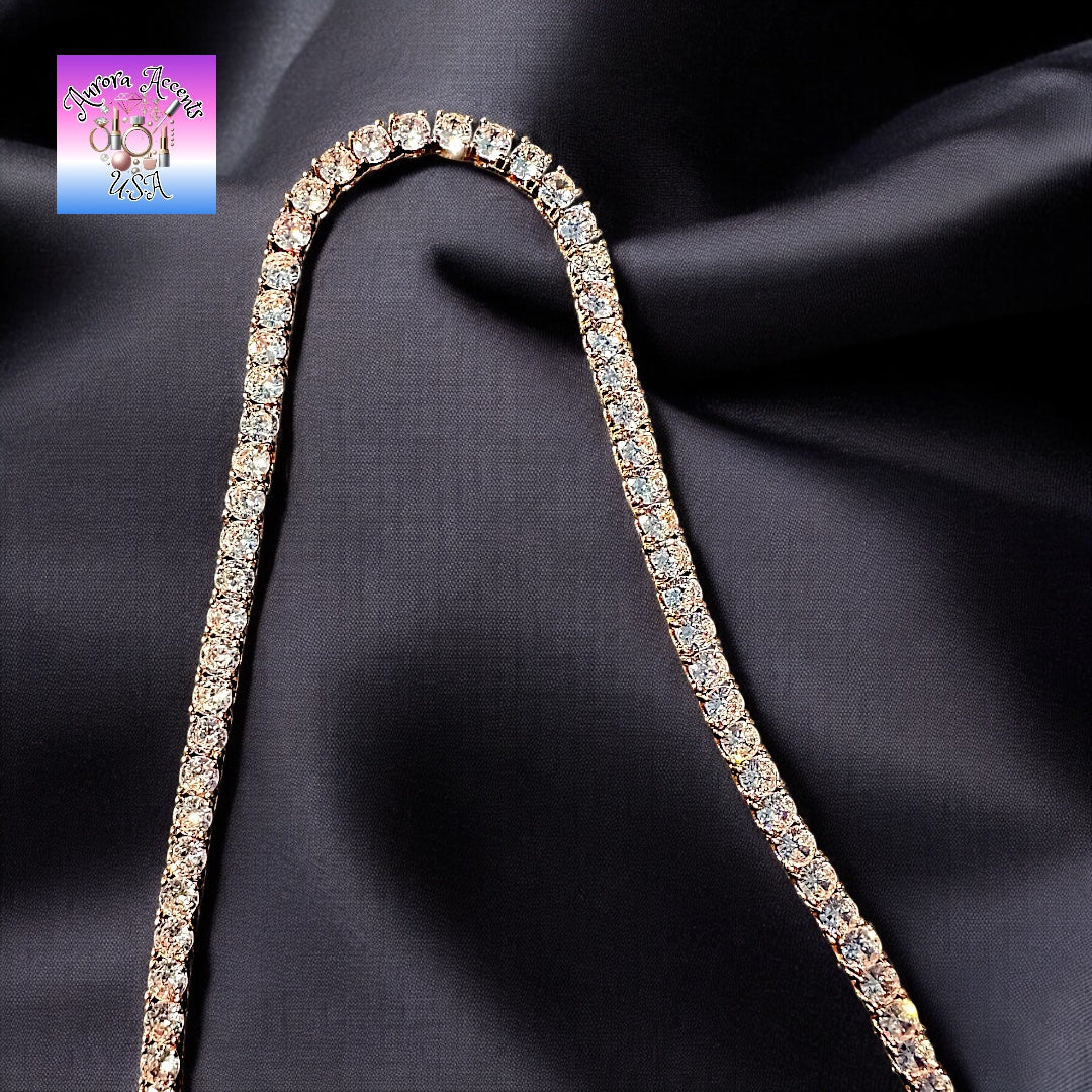 Quality Tennis Chain, Gold, Silver, Rose Gold- 16-30 Inches- 3mm-10mm