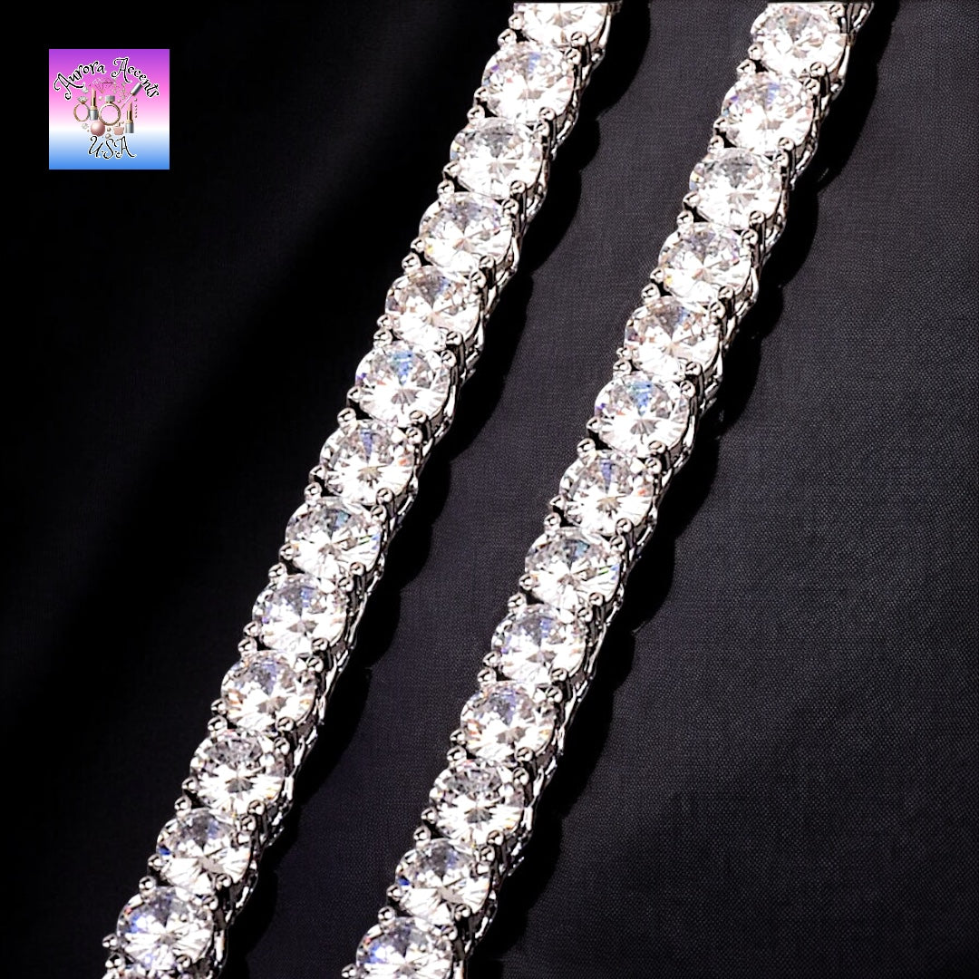 Quality Tennis Chain, Gold, Silver, Rose Gold- 16-30 Inches- 3mm-10mm