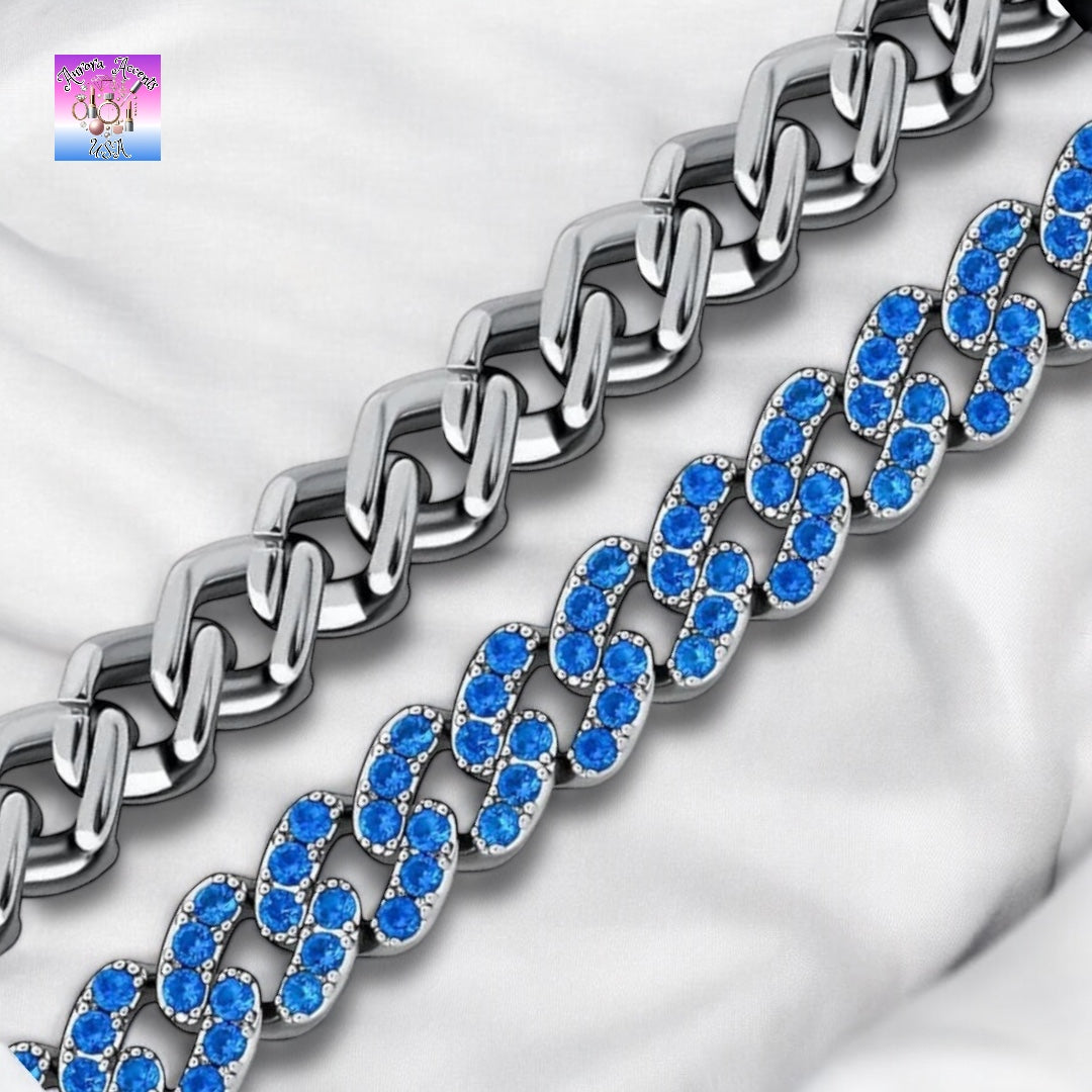 8mm Full Iced Out Cuban Link Chain Necklace – Cubic Zirconia, Multiple Colors & Sizes, Unisex Hip Hop Jewelry