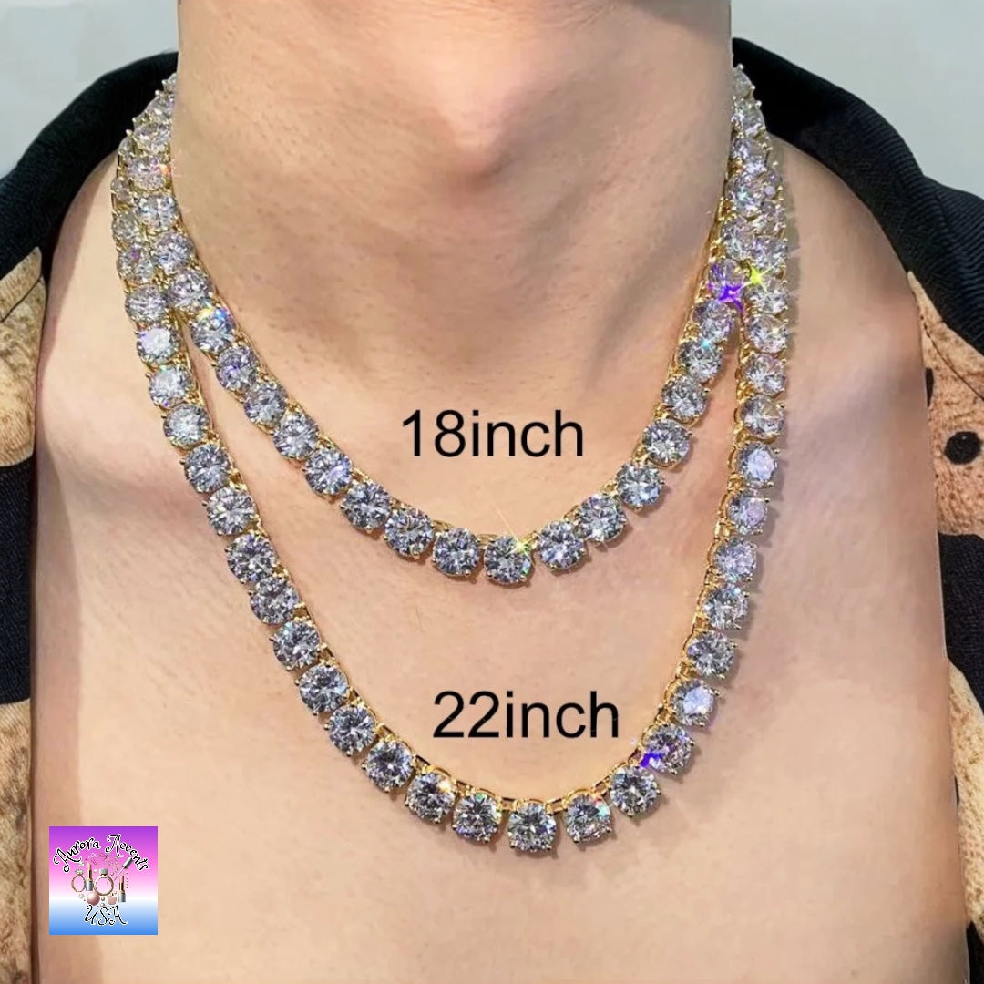 Quality Tennis Chain, Gold, Silver, Rose Gold- 16-30 Inches- 3mm-10mm