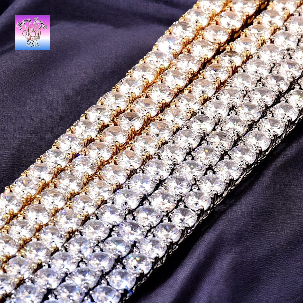 Quality Tennis Chain, Gold, Silver, Rose Gold- 16-30 Inches- 3mm-10mm