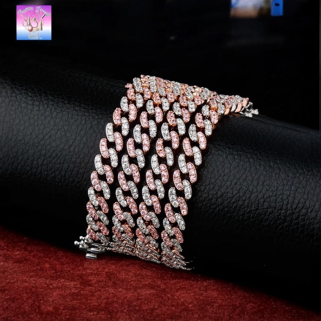 8mm Full Iced Out Cuban Link Chain Necklace – Cubic Zirconia, Multiple Colors & Sizes, Unisex Hip Hop Jewelry
