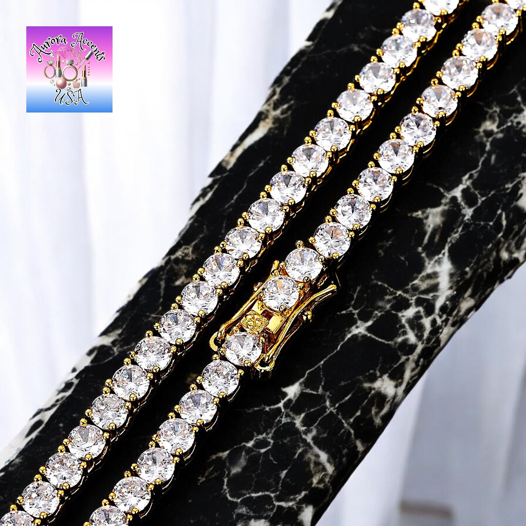 VVS1 Moissanite Tennis Chain – GRA Certified, 925 Sterling Silver/ Plated 18K Gold, 16"-24" Ships from USA