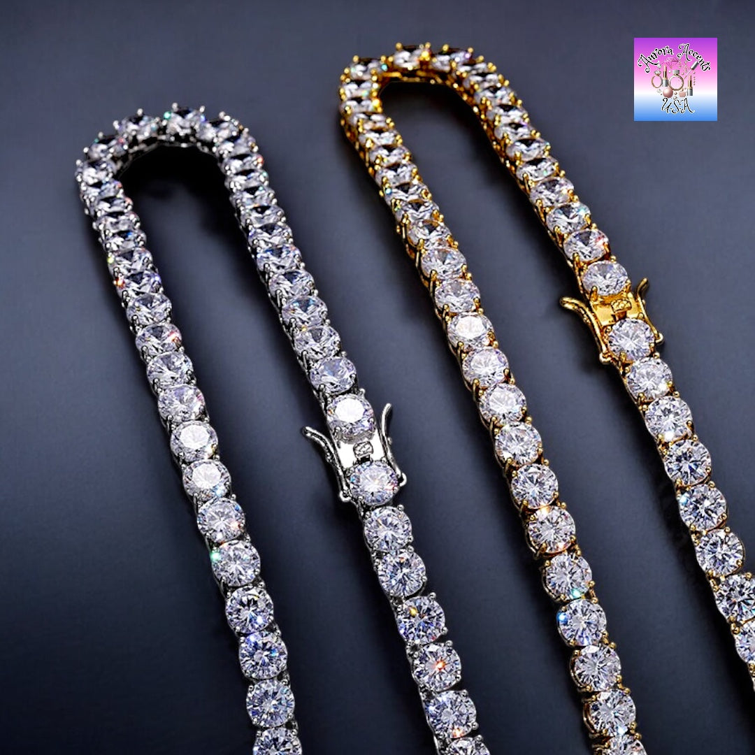 VVS1 Moissanite Tennis Chain – GRA Certified, 925 Sterling Silver/ Plated 18K Gold, 16"-24" Ships from USA