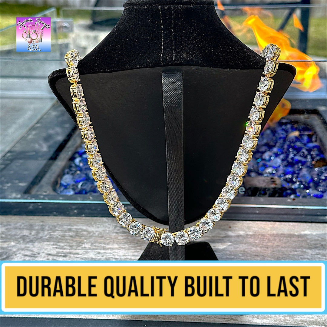 Quality Tennis Chain, Gold, Silver, Rose Gold- 16-30 Inches- 3mm-10mm