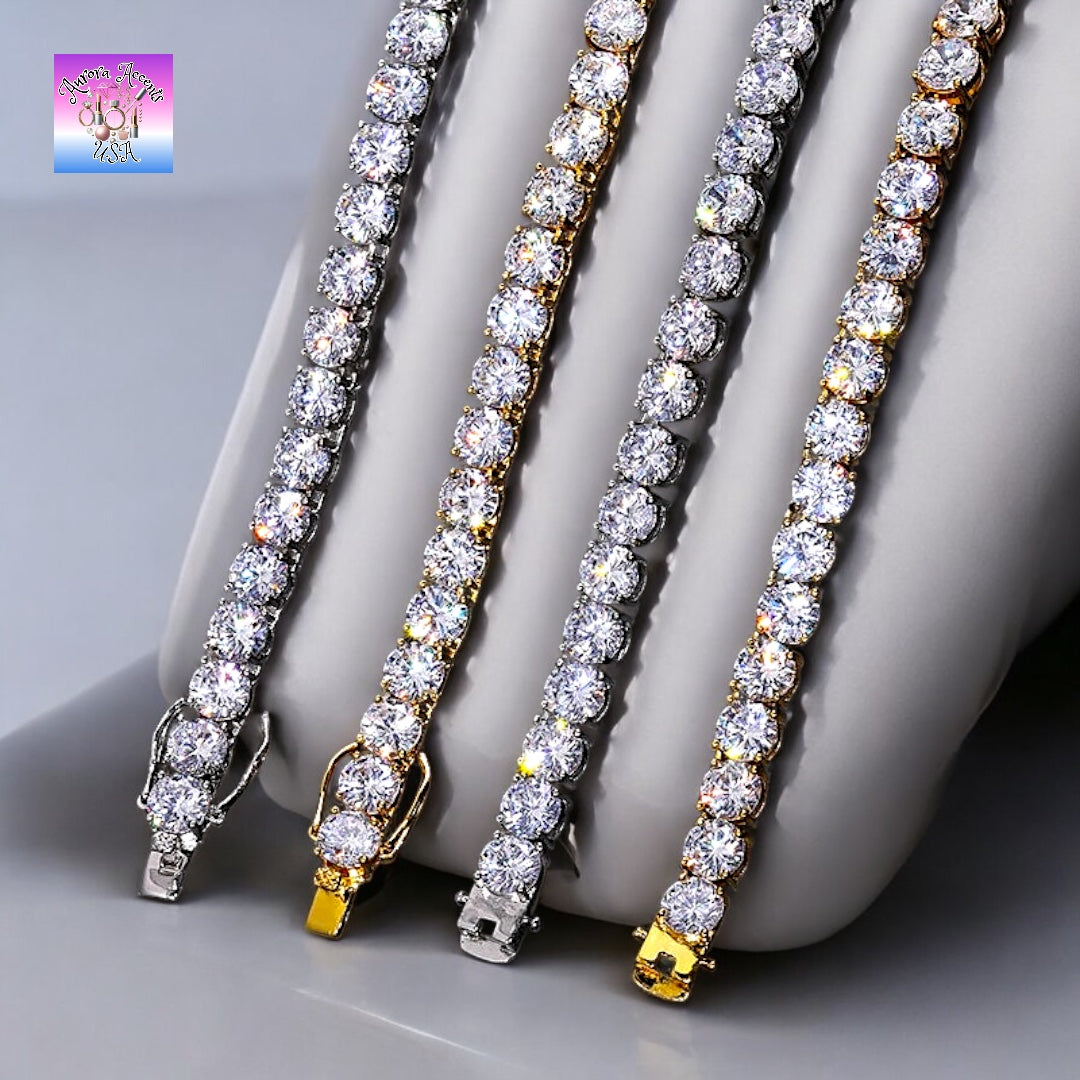 VVS1 Moissanite Tennis Chain – GRA Certified, 925 Sterling Silver/ Plated 18K Gold, 16"-24" Ships from USA