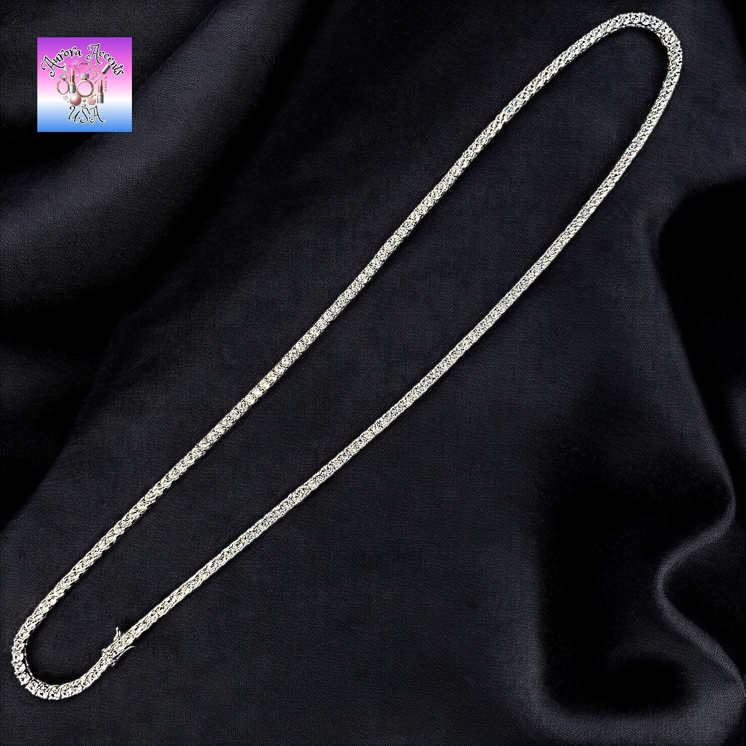 Quality Tennis Chain, Gold, Silver, Rose Gold- 16-30 Inches- 3mm-10mm