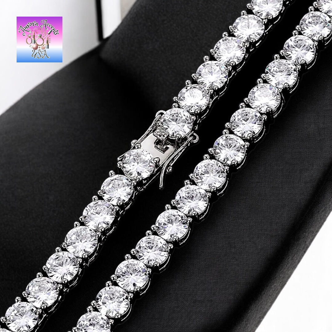 VVS1 Moissanite Tennis Chain – GRA Certified, 925 Sterling Silver/ Plated 18K Gold, 16"-24" Ships from USA