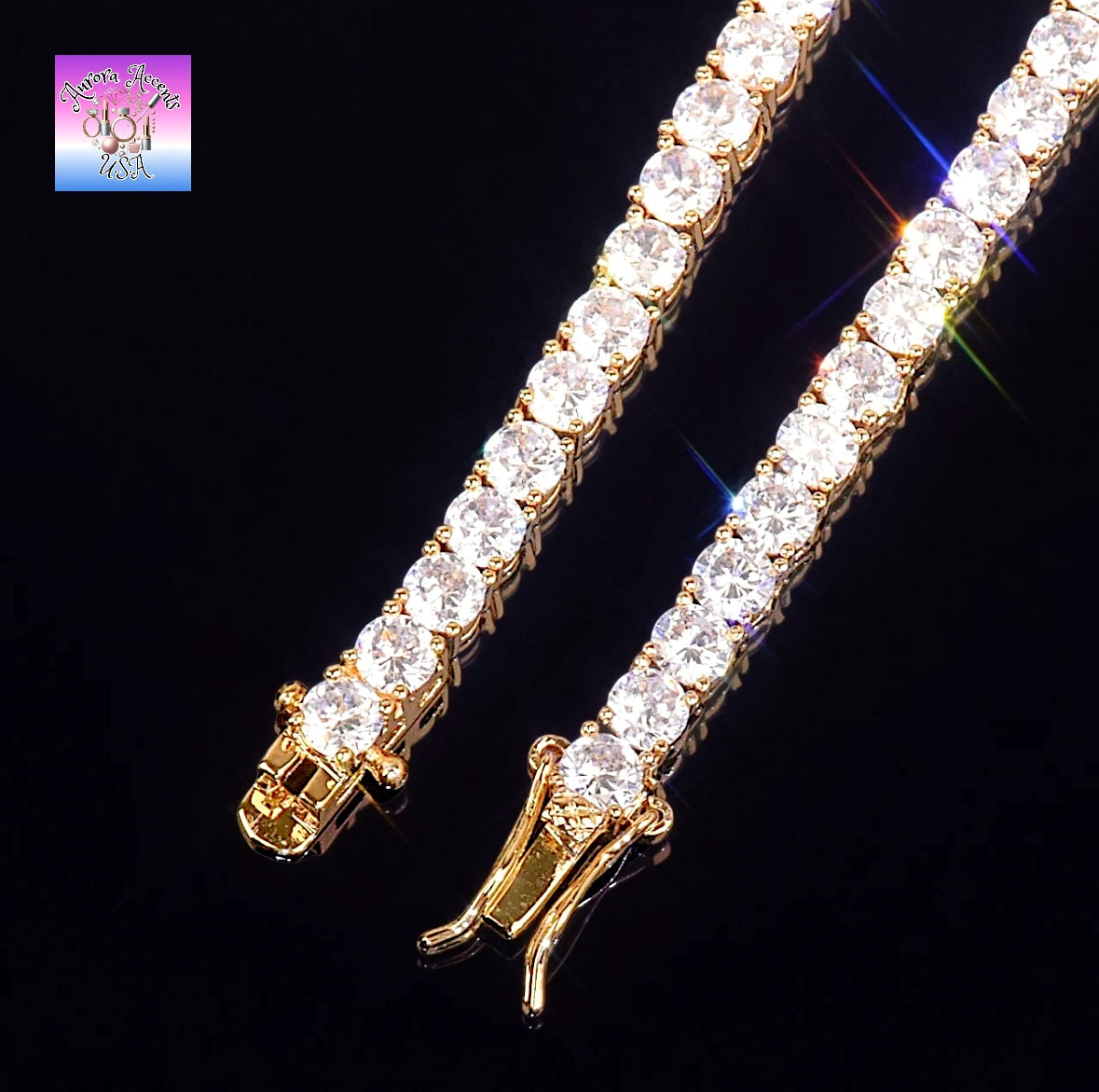 Quality Tennis Chain, Gold, Silver, Rose Gold- 16-30 Inches- 3mm-10mm