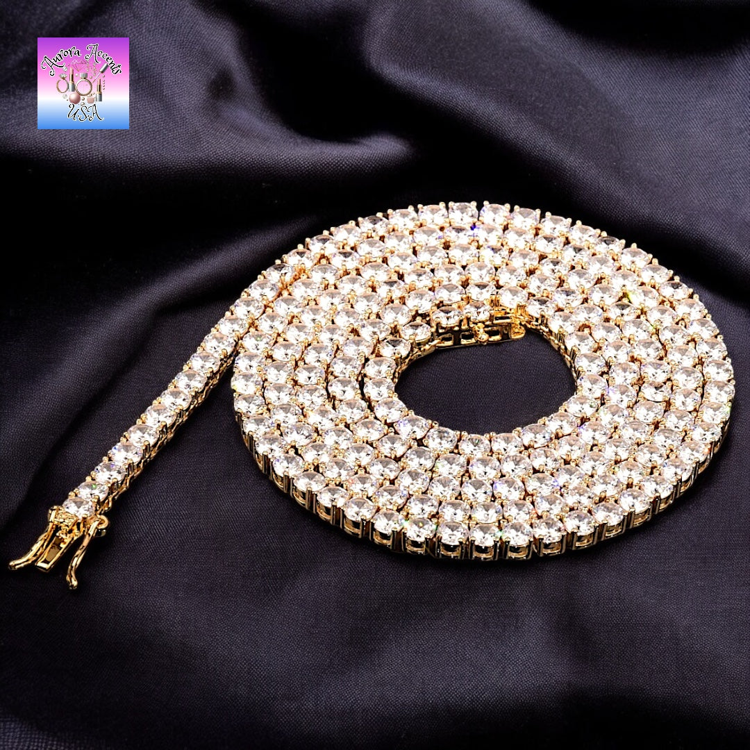 Quality Tennis Chain, Gold, Silver, Rose Gold- 16-30 Inches- 3mm-10mm