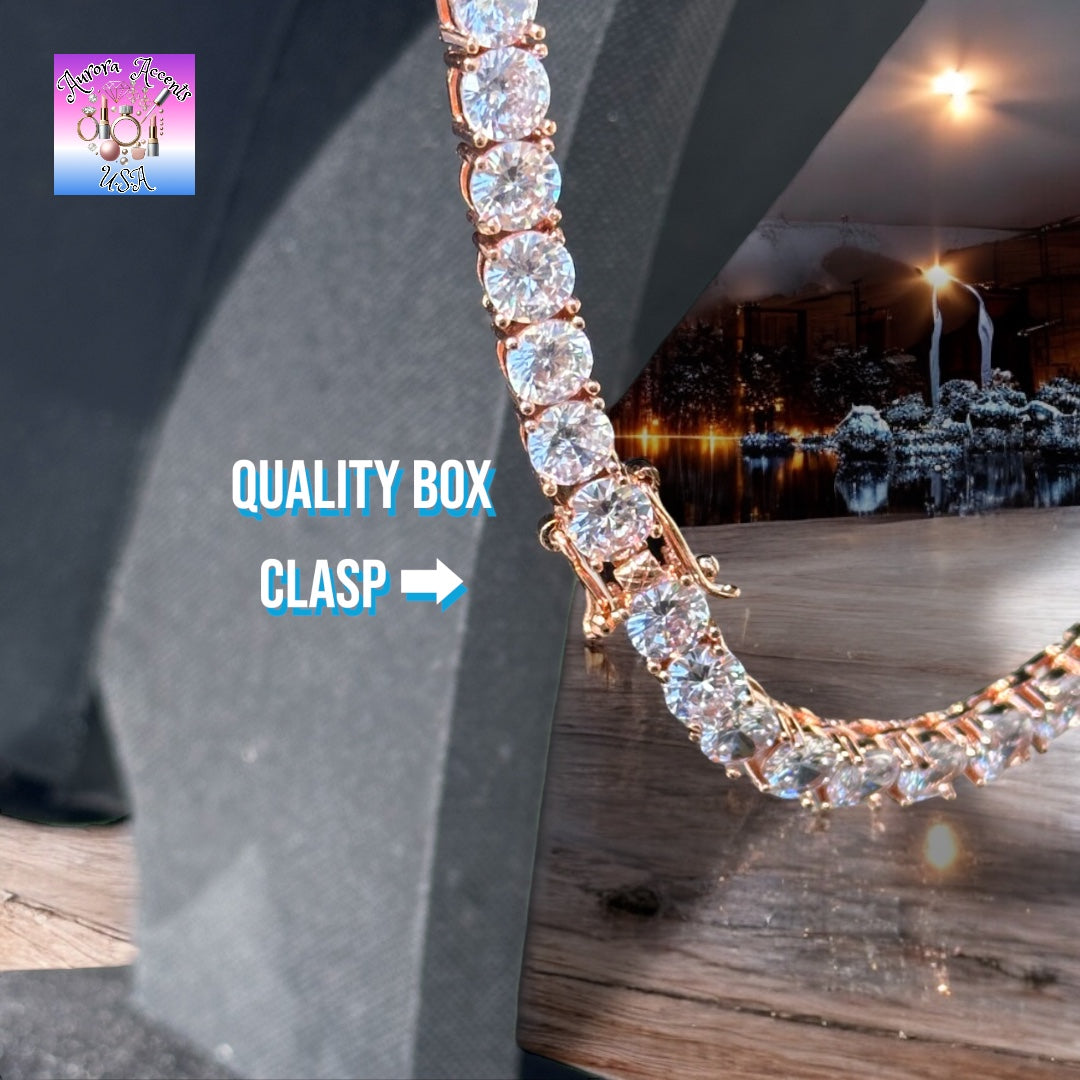 Quality Tennis Chain, Gold, Silver, Rose Gold- 16-30 Inches- 3mm-10mm