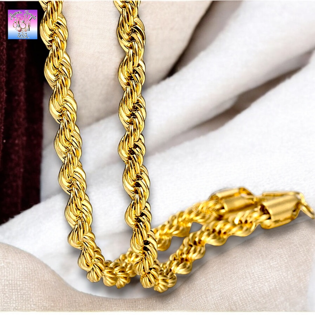 Twisted Rope Link Chain Necklace – Stainless Steel, 3mm/5mm/7mm Widths, 40cm-75cm Lengths – Unisex Jewelry for Men & Women