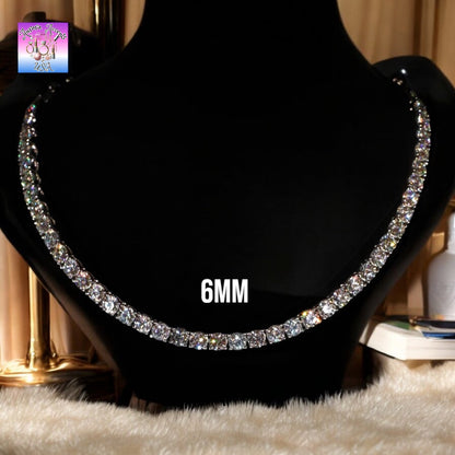Certified Moissanite Tennis Necklace – Premium 925 Sterling Silver, Unisex Hip Hop Style, Available in 20” - 26”