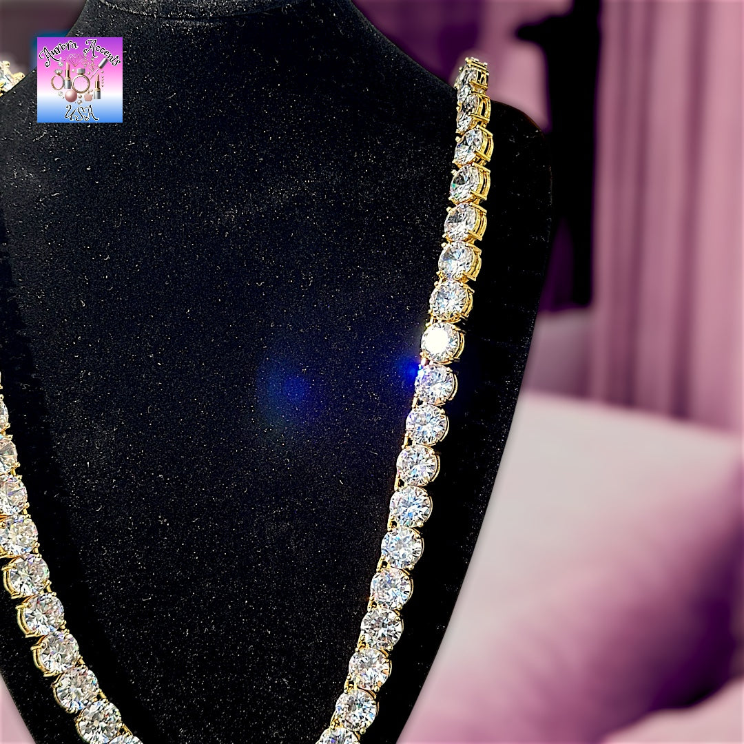 Quality Tennis Chain, Gold, Silver, Rose Gold- 16-30 Inches- 3mm-10mm