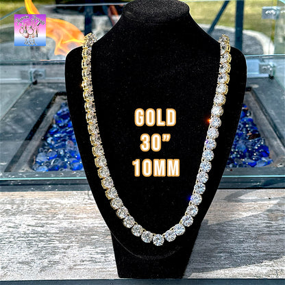 Quality Tennis Chain, Gold, Silver, Rose Gold- 16-30 Inches- 3mm-10mm