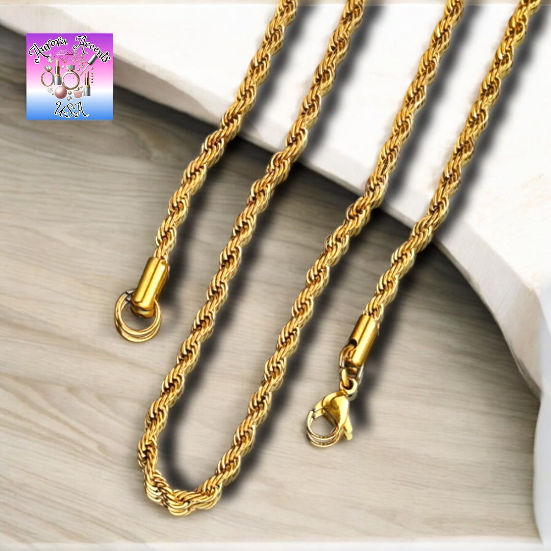 Gold & Silver Rope Chains – Multiple Lengths – Durable, Stylish & High Shine