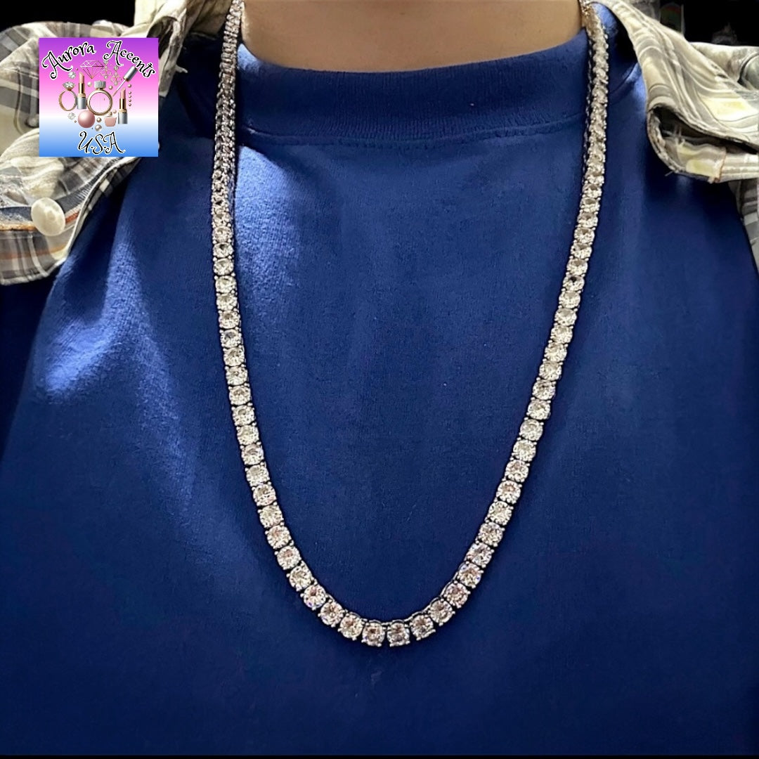 Silver Tennis Chain 30 Inch 6mm (Quality)