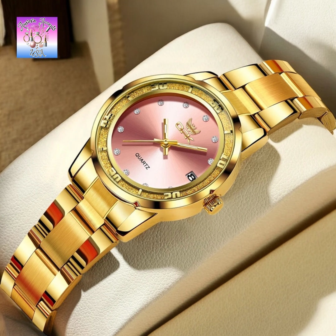 OPK Luxury Women's Gold Watch – Waterproof, Luminous, Quartz Stainless Steel Bracelet, Elegant & Stylish Design