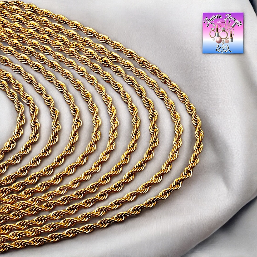 Gold & Silver Rope Chains – Multiple Lengths – Durable, Stylish & High Shine
