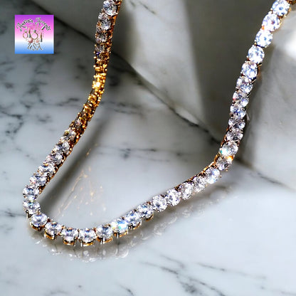 Iced Out Tennis Chain – Gold, Silver, Rose Gold – CZ Stones – Multiple Sizes & Widths