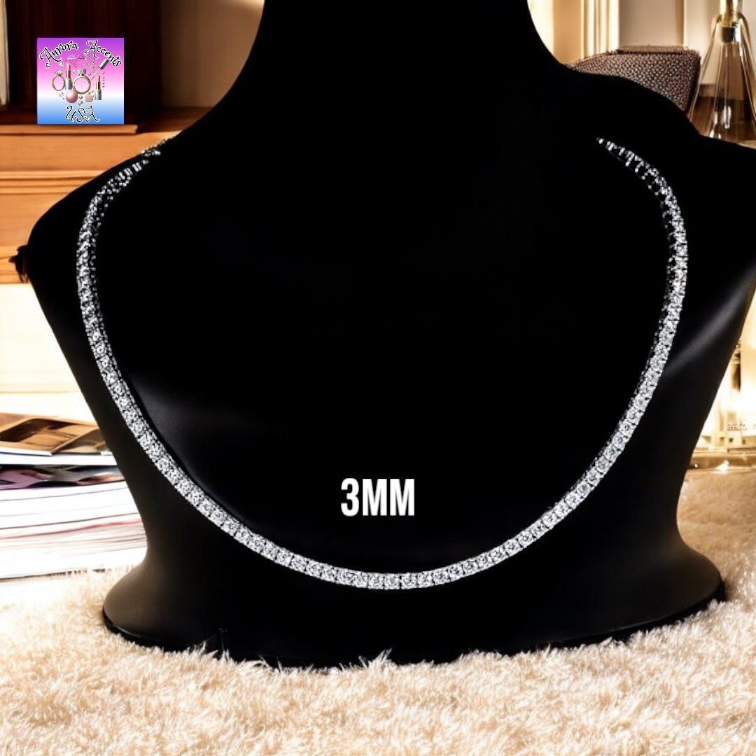 Certified Moissanite Tennis Necklace – Premium 925 Sterling Silver, Unisex Hip Hop Style, Available in 20” - 26”