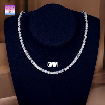 Certified Moissanite Tennis Necklace – Premium 925 Sterling Silver, Unisex Hip Hop Style, Available in 20” - 26”