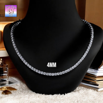 Certified Moissanite Tennis Necklace – Premium 925 Sterling Silver, Unisex Hip Hop Style, Available in 20” - 26”