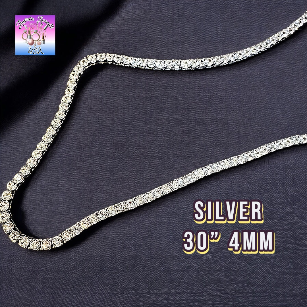 Quality Tennis Chain, Gold, Silver, Rose Gold- 16-30 Inches- 3mm-10mm