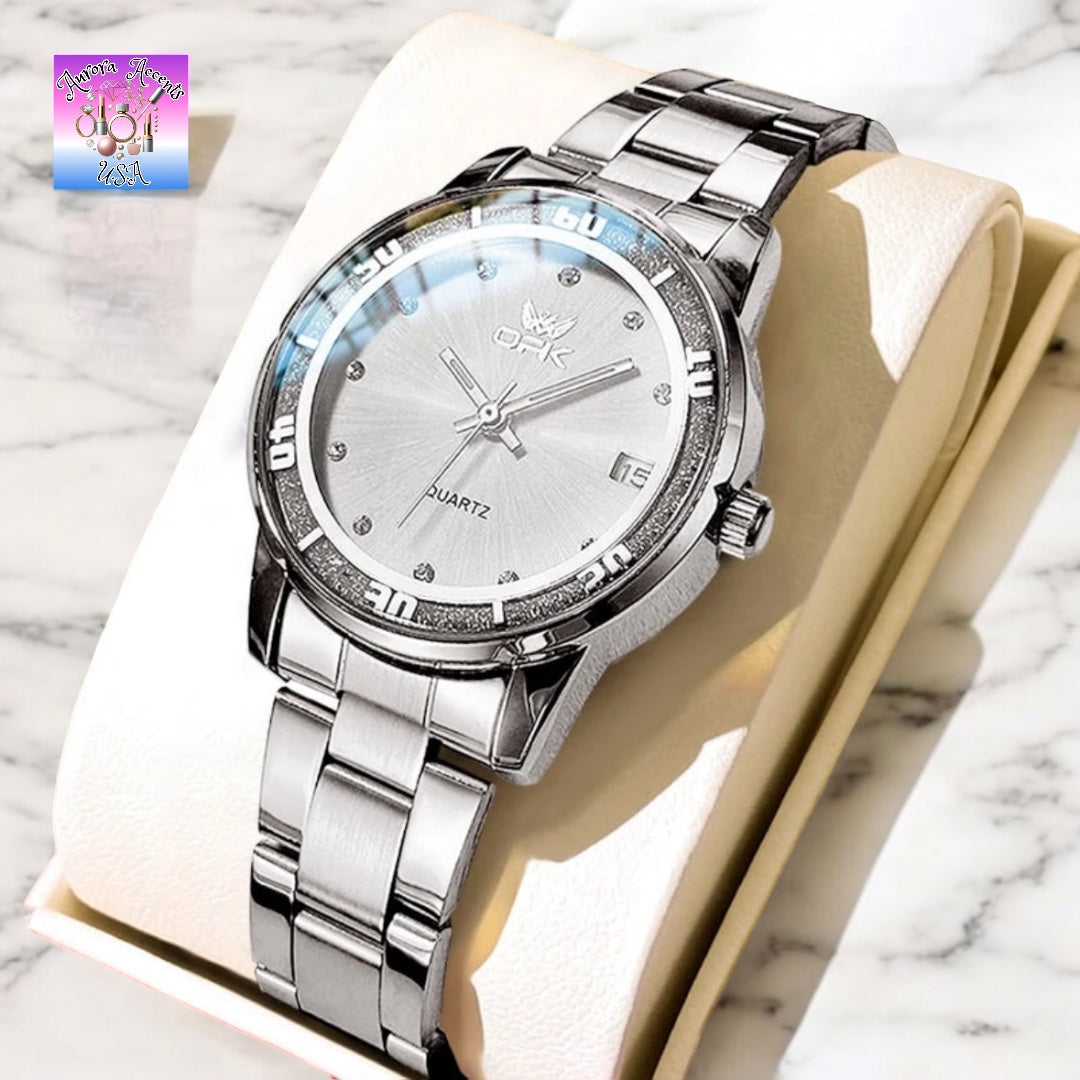 OPK Luxury Women's Gold Watch – Waterproof, Luminous, Quartz Stainless Steel Bracelet, Elegant & Stylish Design
