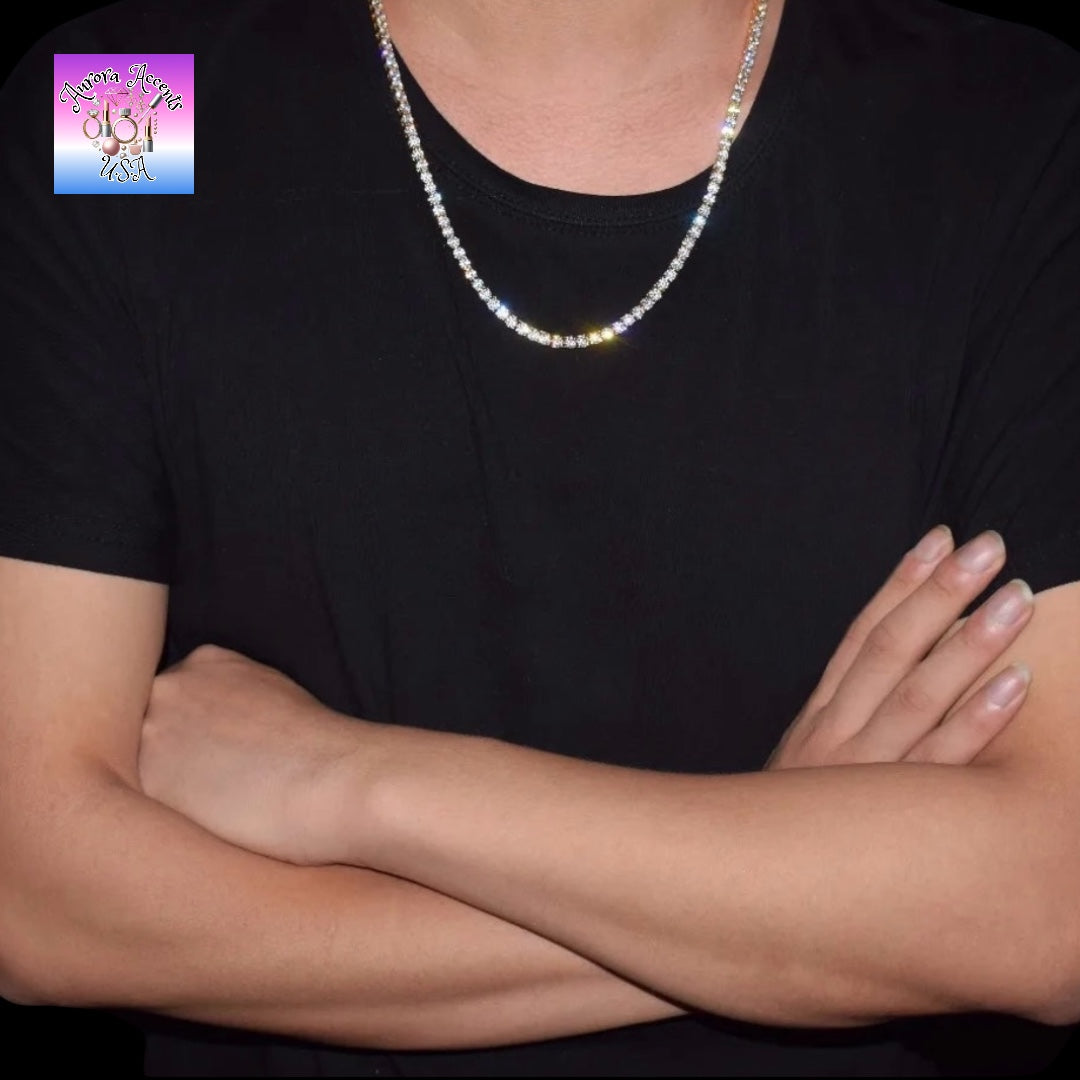 Iced Out Tennis Chain – Gold, Silver, Rose Gold – CZ Stones – Multiple Sizes & Widths