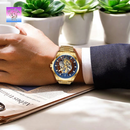 LIGE Luxury Skeleton Watch – Quartz, Waterproof, Stainless Steel, Fashion & Business Men's Watch