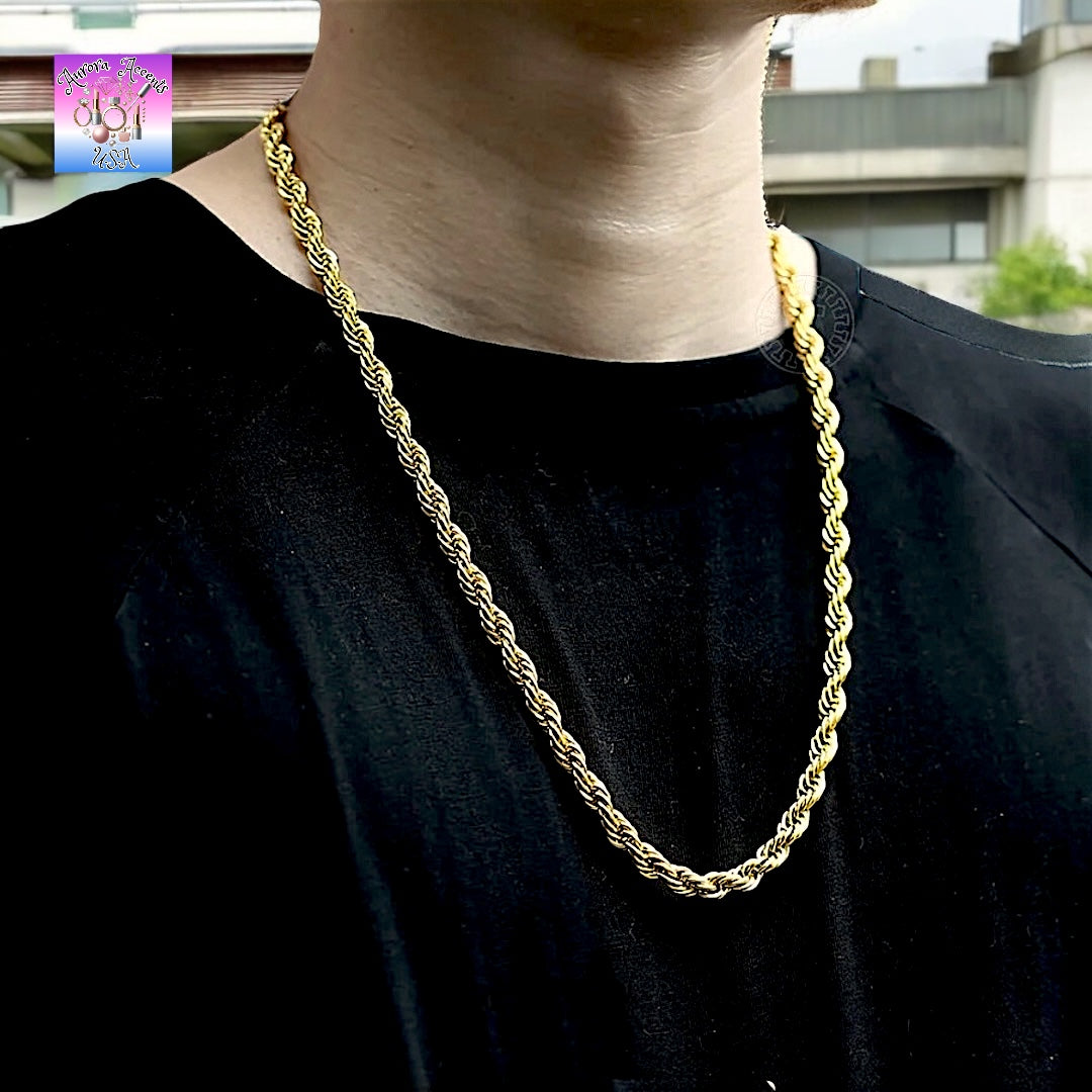 Twisted Rope Link Chain Necklace – Stainless Steel, 3mm/5mm/7mm Widths, 40cm-75cm Lengths – Unisex Jewelry for Men & Women
