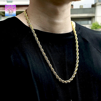 Twisted Rope Link Chain Necklace – Stainless Steel, 3mm/5mm/7mm Widths, 40cm-75cm Lengths – Unisex Jewelry for Men & Women