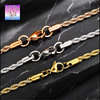 Gold & Silver Rope Chains – Multiple Lengths – Durable, Stylish & High Shine