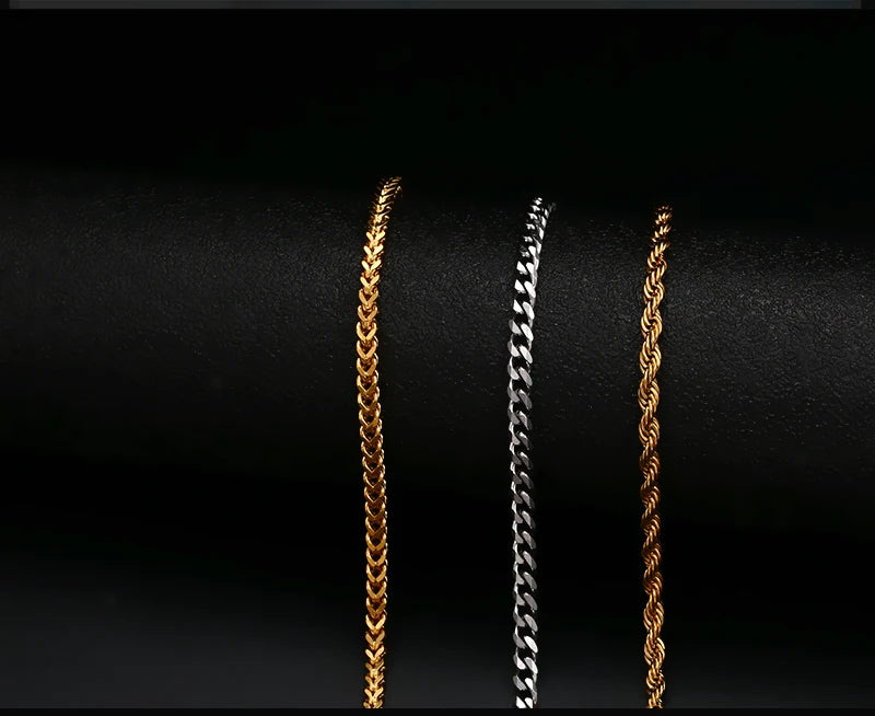 Gold & Silver Rope Chains – Multiple Lengths – Durable, Stylish & High Shine