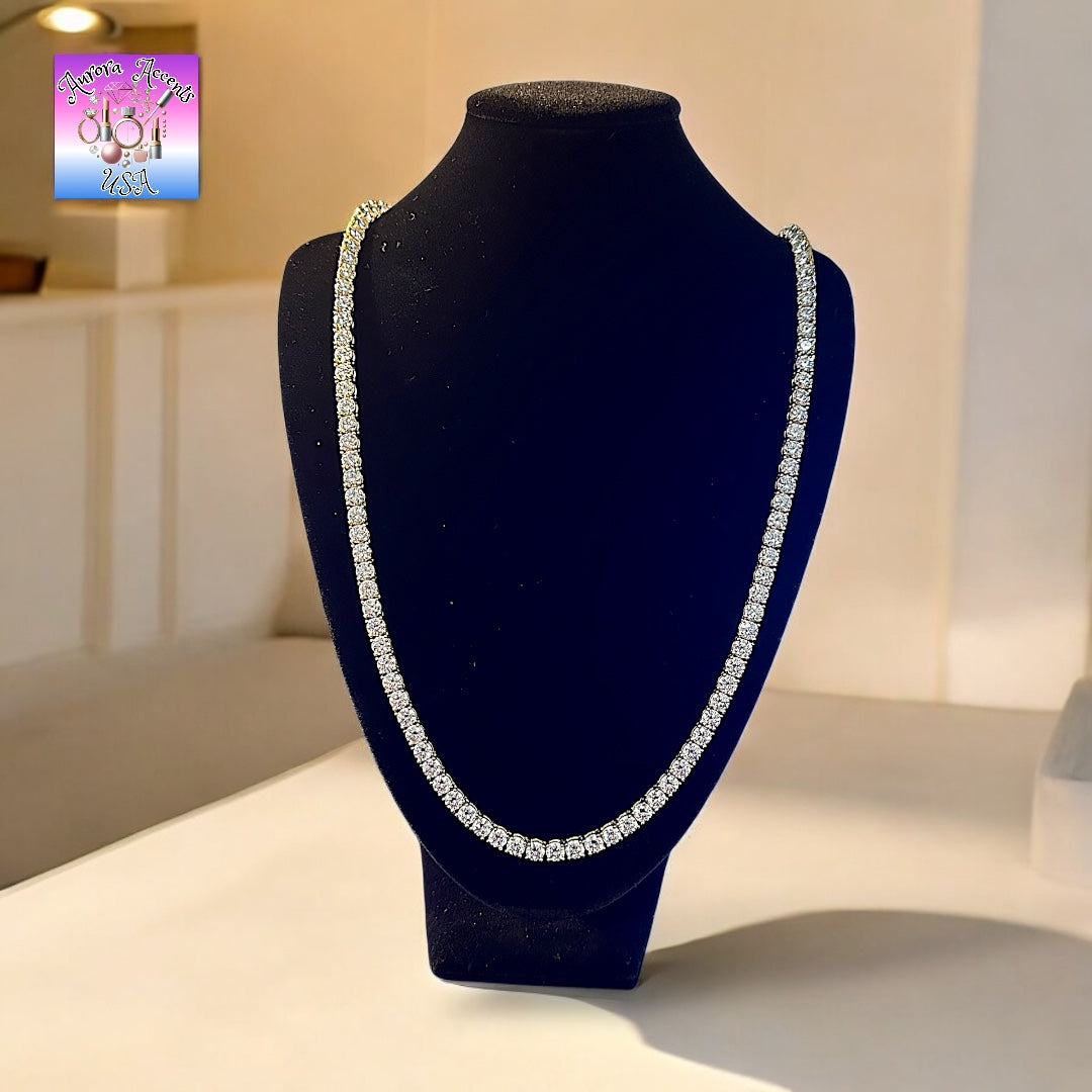 VVS1 Moissanite Tennis Chain – GRA Certified, 925 Sterling Silver/ Plated 18K Gold, 16"-24"  Ships from USA