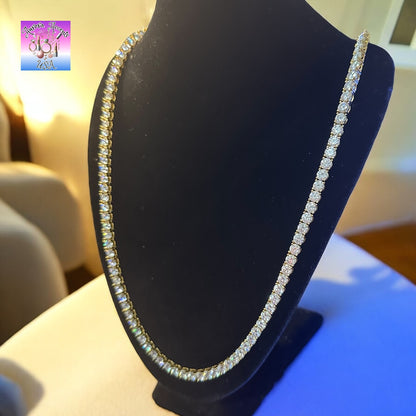 VVS1 Moissanite Tennis Chain – GRA Certified, 925 Sterling Silver/ Plated 18K Gold, 16"-24"  Ships from USA