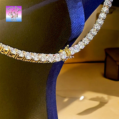 VVS1 Moissanite Tennis Chain – GRA Certified, 925 Sterling Silver/ Plated 18K Gold, 16"-24"  Ships from USA