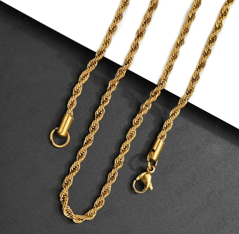 Gold & Silver Rope Chains – Multiple Lengths – Durable, Stylish & High Shine