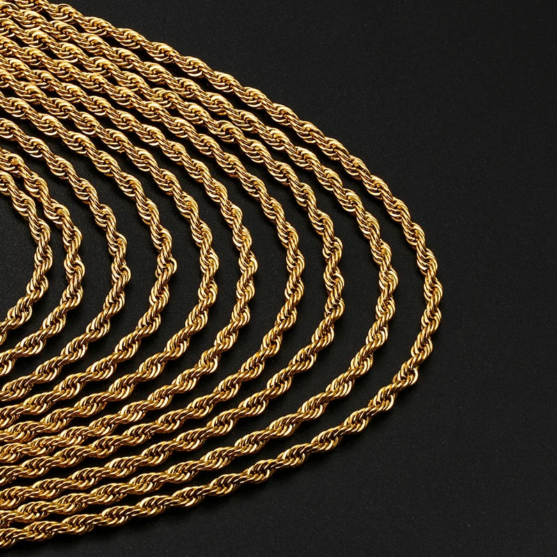 Gold & Silver Rope Chains – Multiple Lengths – Durable, Stylish & High Shine